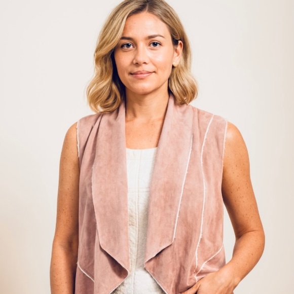 Ellison Pink Faux Sued Vest - Picture 1 of 4